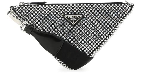 prada triangle rhinestone bag|Prada sparkly hand bag.